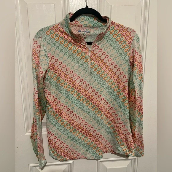Ibkul Outdoor Long Sleeve Tennis Golf 1/2 Zip Pullover UPF 50 Geometric Medium - Picture 1 of 10